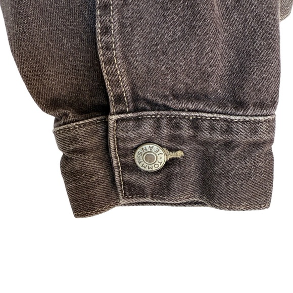 VTG 90’s Tommy Hilfiger Black Wash Denim Jacket Flag Front Detail XL 2000s Y2K - Picture 3 of 10